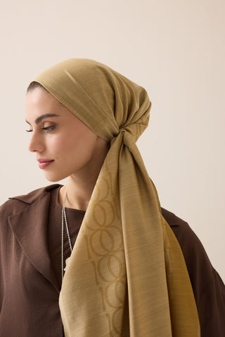 Bordür Bambunoor Camel Yün İpek Şal 70x200