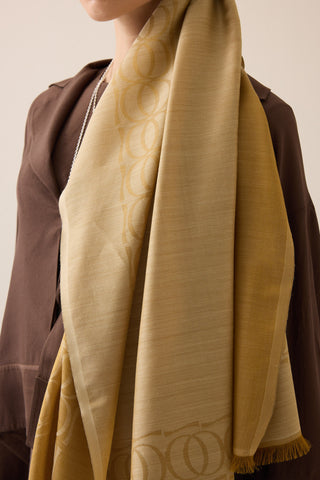 Bordür Bambunoor Camel Yün İpek Şal 70x200