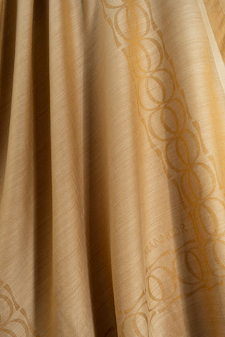 Bordür Bambunoor Camel Yün İpek Şal 70x200