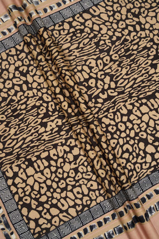 Bordür Leopar Somon Yün İpek Şal 100x200