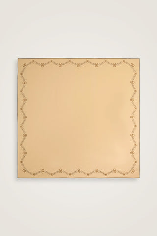 Bordür Noor Beyaz-Krem Çift Taraflı Twill İpek Eşarp 94x94