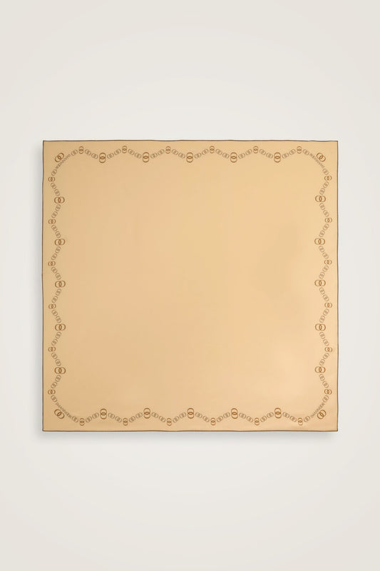 Bordür Noor Beyaz-Krem Çift Taraflı Twill İpek Eşarp 94x94