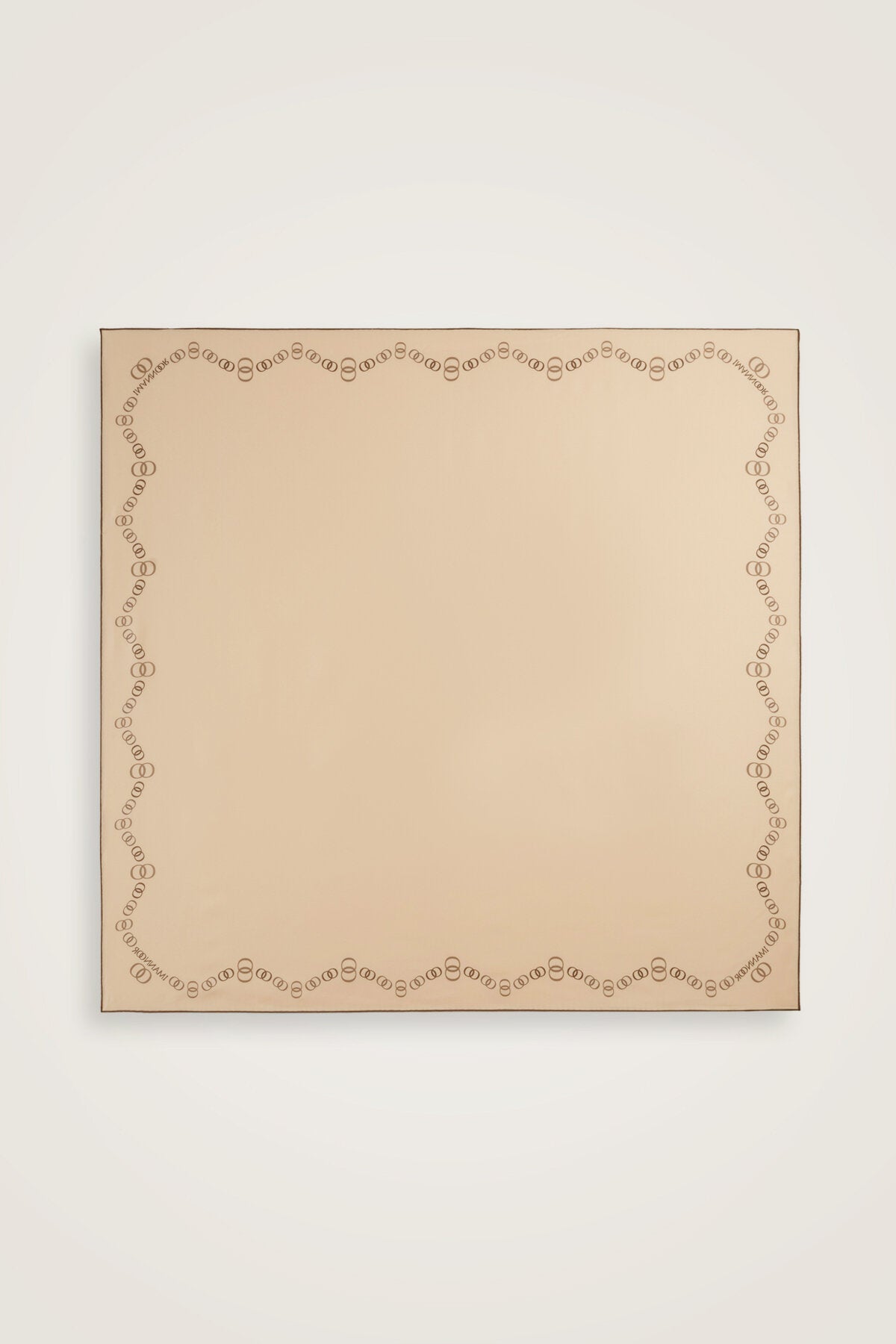 Bordür Noor Beyaz-Krem Çift Taraflı Twill İpek Eşarp 94x94