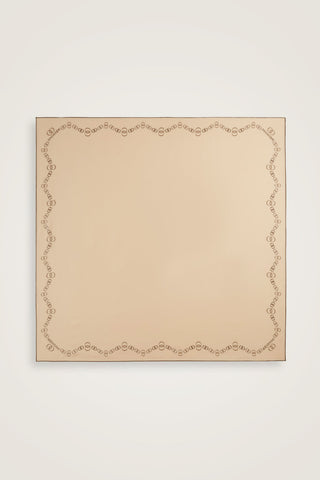 Bordür Noor Beyaz-Krem Çift Taraflı Twill İpek Eşarp 94x94