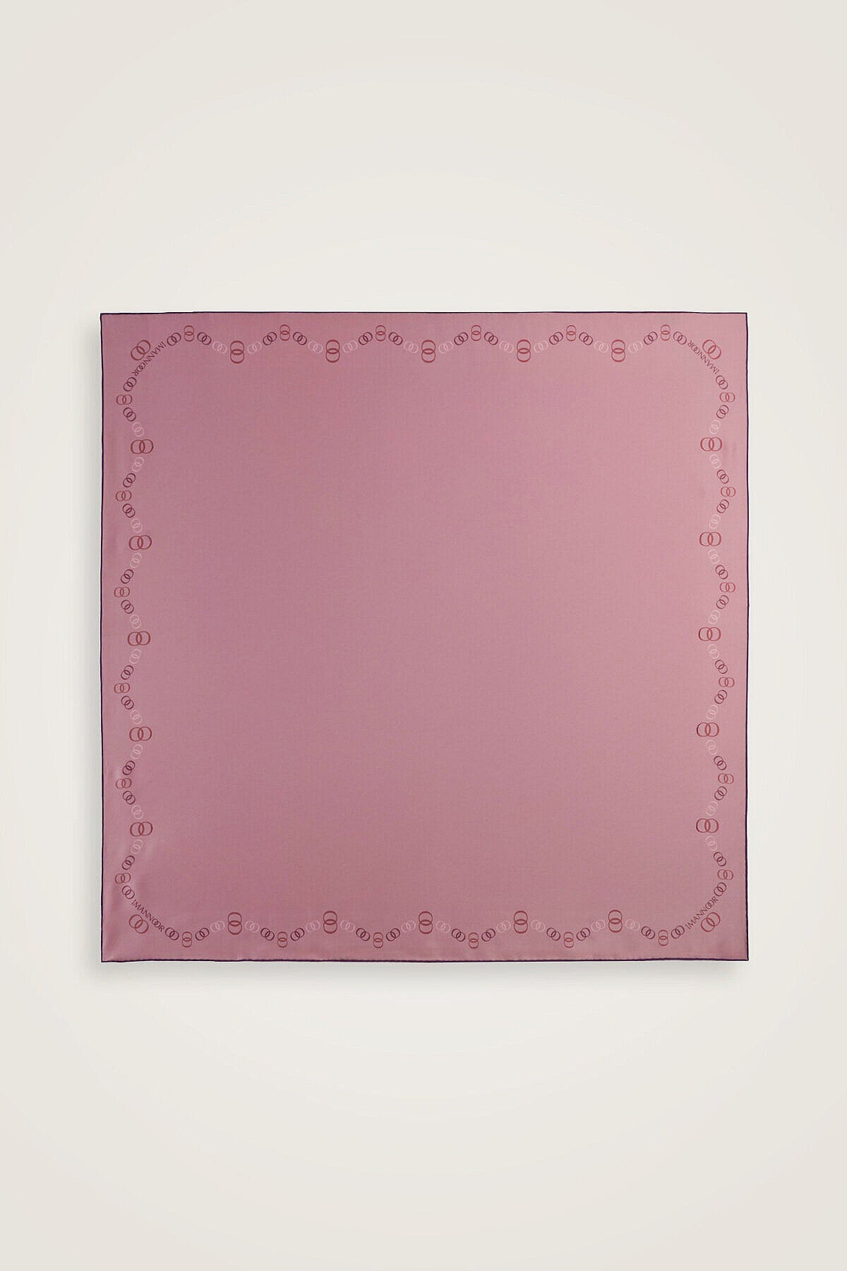 Bordür Noor Pembe-Açık Mercan Çift Taraflı Twill İpek Eşarp 94x94