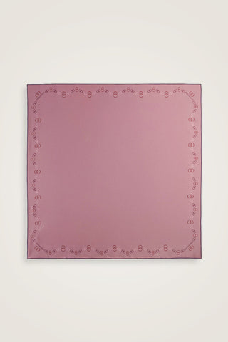 Bordür Noor Pembe-Açık Mercan Çift Taraflı Twill İpek Eşarp 94x94