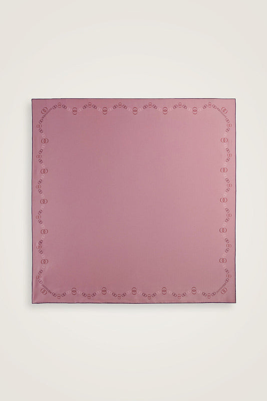 Bordür Noor Pembe-Açık Mercan Çift Taraflı Twill İpek Eşarp 94x94