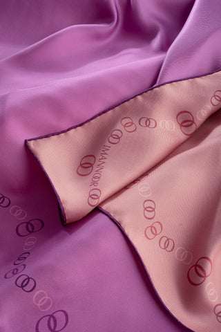 Bordür Noor Pembe-Açık Mercan Çift Taraflı Twill İpek Eşarp 94x94