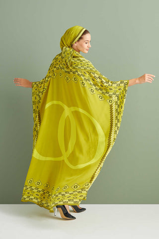 Bordür Noor Sarı İpek Kaftan