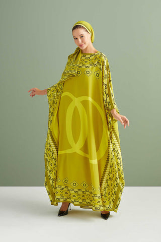 Bordür Noor Sarı İpek Kaftan