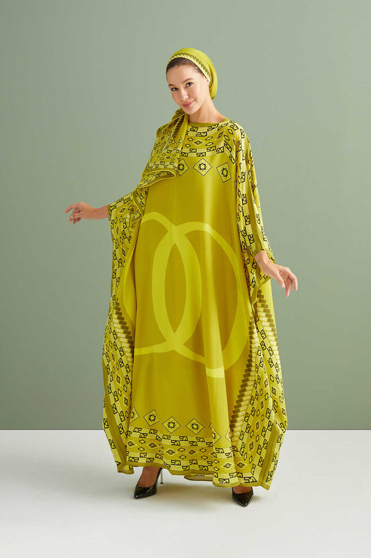 Bordür Noor Sarı İpek Kaftan