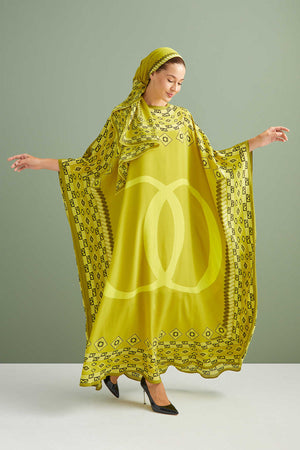 Border Noor Silk Caftan Yellow