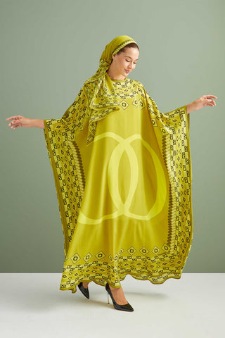 Bordür Noor Sarı İpek Kaftan