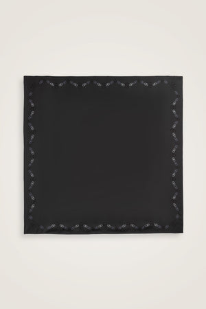 Border Noor Black-Grey Double-Sided Twill Silk Scarf