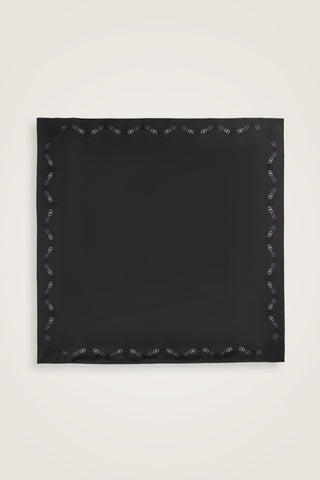 Bordür Noor Siyah-Gri Çift Taraflı Twill İpek Eşarp 94x94