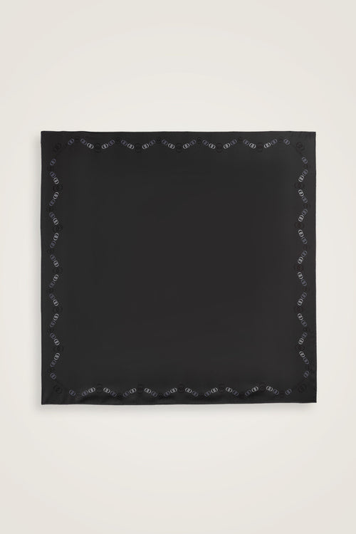 Border Noor Black-Grey Double-Sided Twill Silk Scarf