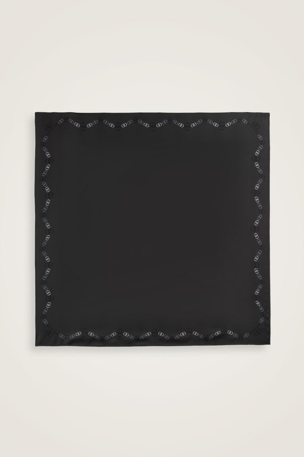 Border Noor Black-Grey Double-Sided Twill Silk Scarf