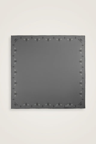 Bordür Noor Siyah-Gri Çift Taraflı Twill İpek Eşarp 94x94