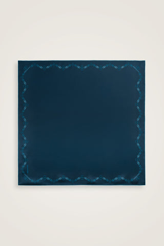 Bordür Noor Siyah-Petrol Çift Taraflı Twill İpek Eşarp 94x94