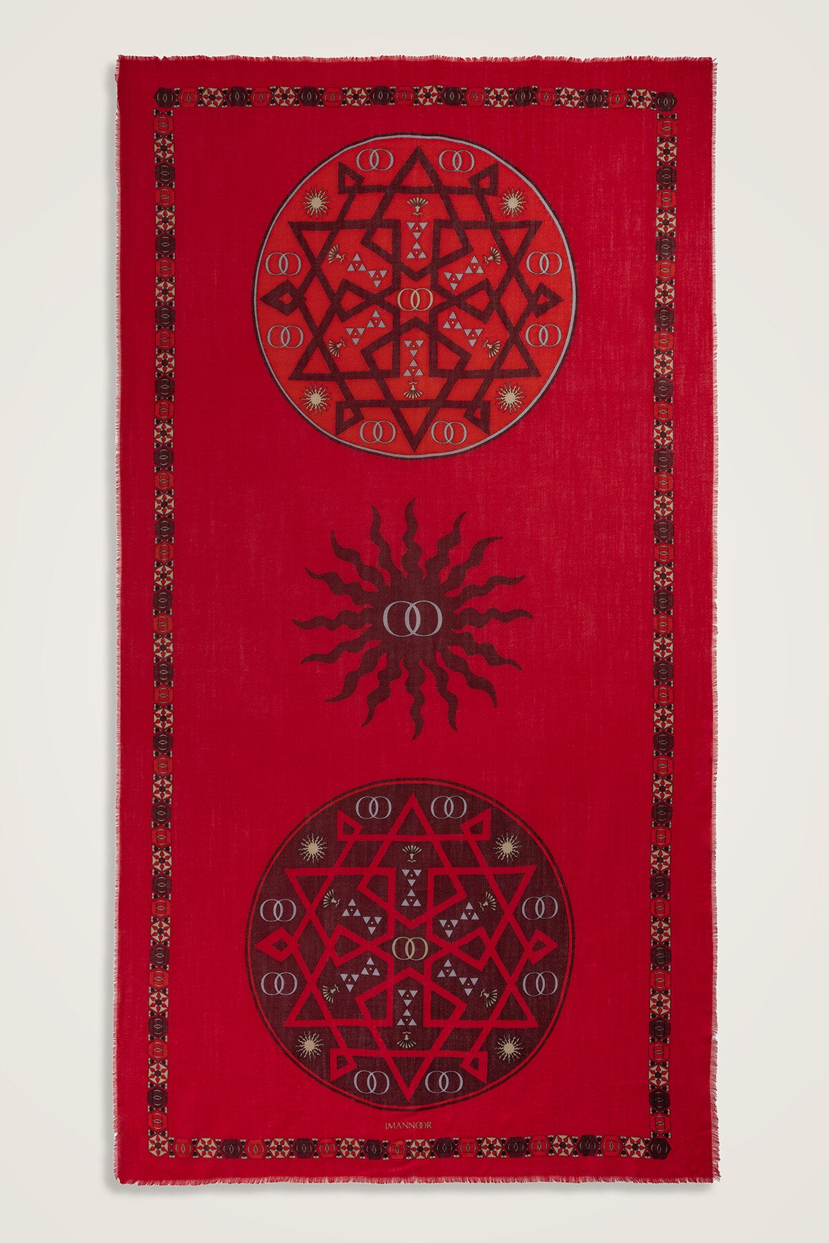 Buhara Bordo Kaşmir İpek Şal 100x200