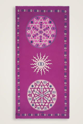 Buhara Fuşya Kaşmir İpek Şal 100x200