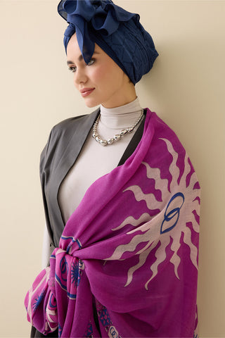Buhara Fuşya Kaşmir İpek Şal 100x200