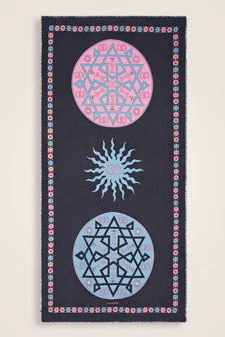 Buhara Mavi Kaşmir İpek Şal 100x200