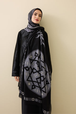 Buhara Siyah Kaşmir İpek Şal 100x200