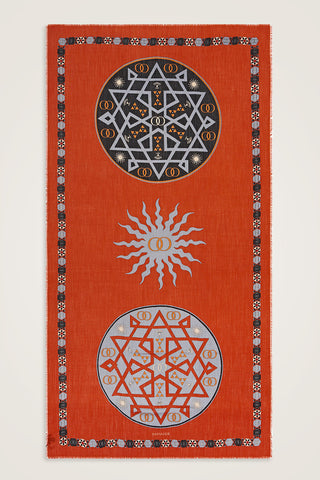 Buhara Turuncu Kaşmir İpek Şal 100x200