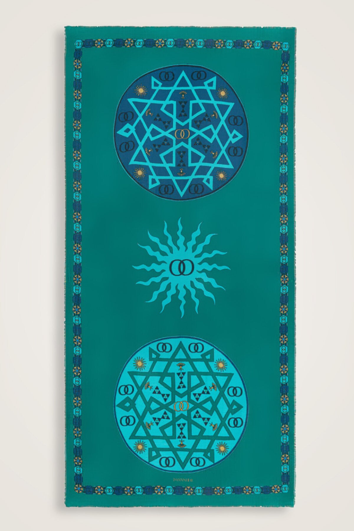 Buhara Yeşil Kaşmir İpek Şal 100x200