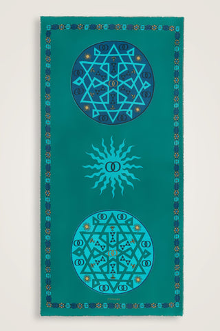 Buhara Yeşil Kaşmir İpek Şal 100x200