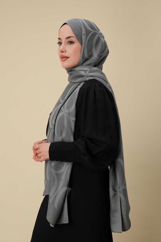 Büyük Bambunoor Gri Ferah Tensel Şal 70x200