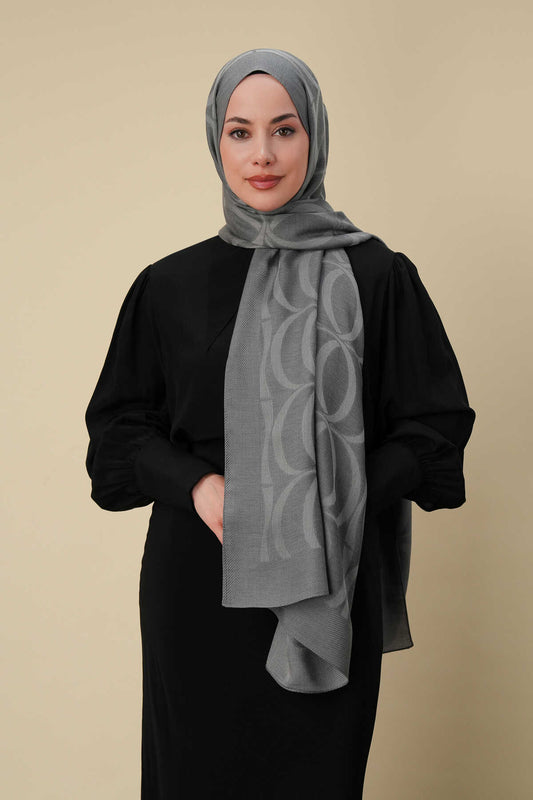 Büyük Bambunoor Gri Ferah Tensel Şal 70x200