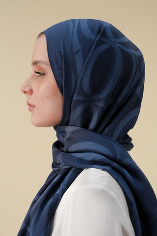 Büyük Bambunoor Lacivert Ferah Tensel Şal 70x200
