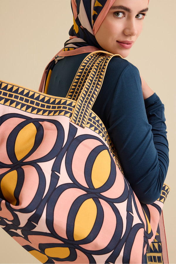 Large Bambunoor Yellow-Pink Summer Bag