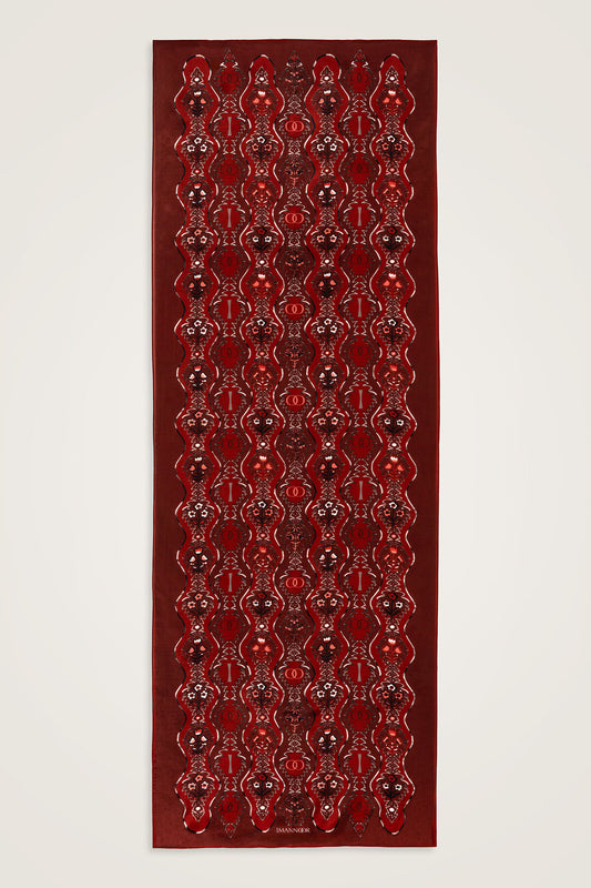 Çağlayan Kırmızı Pamuk Floş Şal 72x212