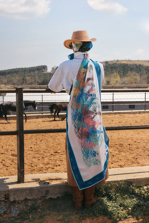 Heavenly Breeze White Crepe Silk Scarf