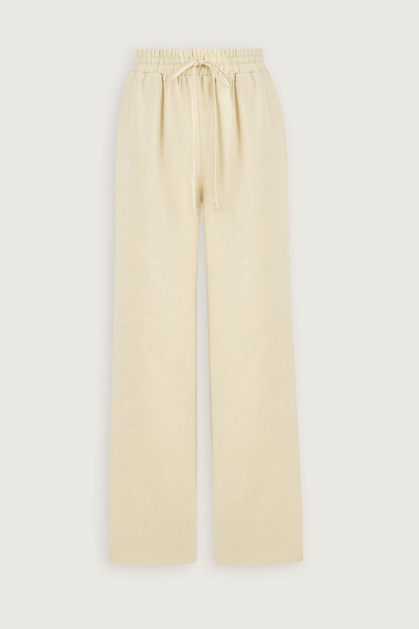 Ecru Linen Trousers with Pockets