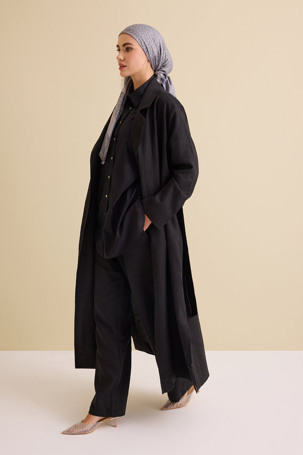Black Linen Trousers with Pockets