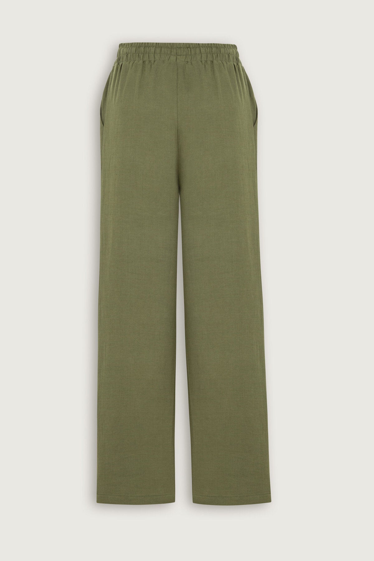 Cepli Yeşil Keten Pantolon