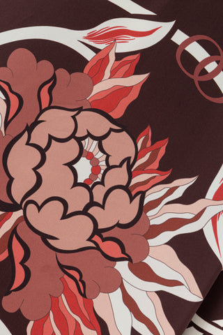 Çiçek Yolu Manşet Detaylı Bordo Tivil İpek Elbise