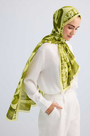 Double Pot Green Cotton Shawl