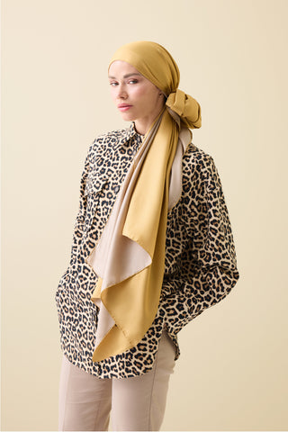 Çift Taraflı Altın Mulberry İpek Şal 70x210