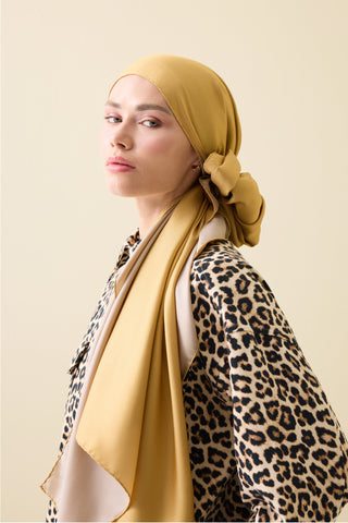 Çift Taraflı Altın Mulberry İpek Şal 70x210