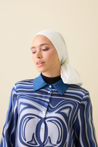 Çift Taraflı Ekru Mulberry İpek Şal 70x210