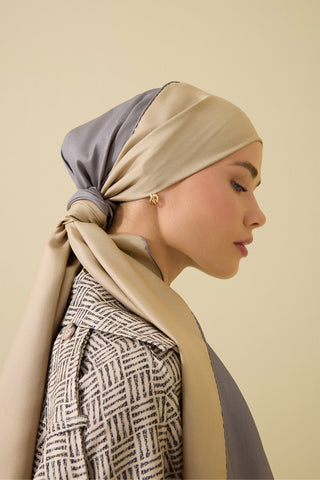 Çift Taraflı Gri Mulberry İpek Şal 70x210