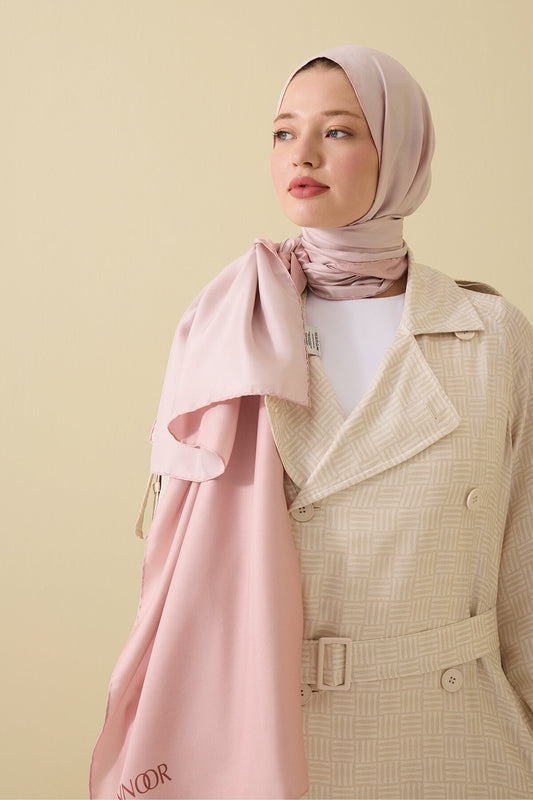 Çift Taraflı Pembe Mulberry İpek Şal 70x210