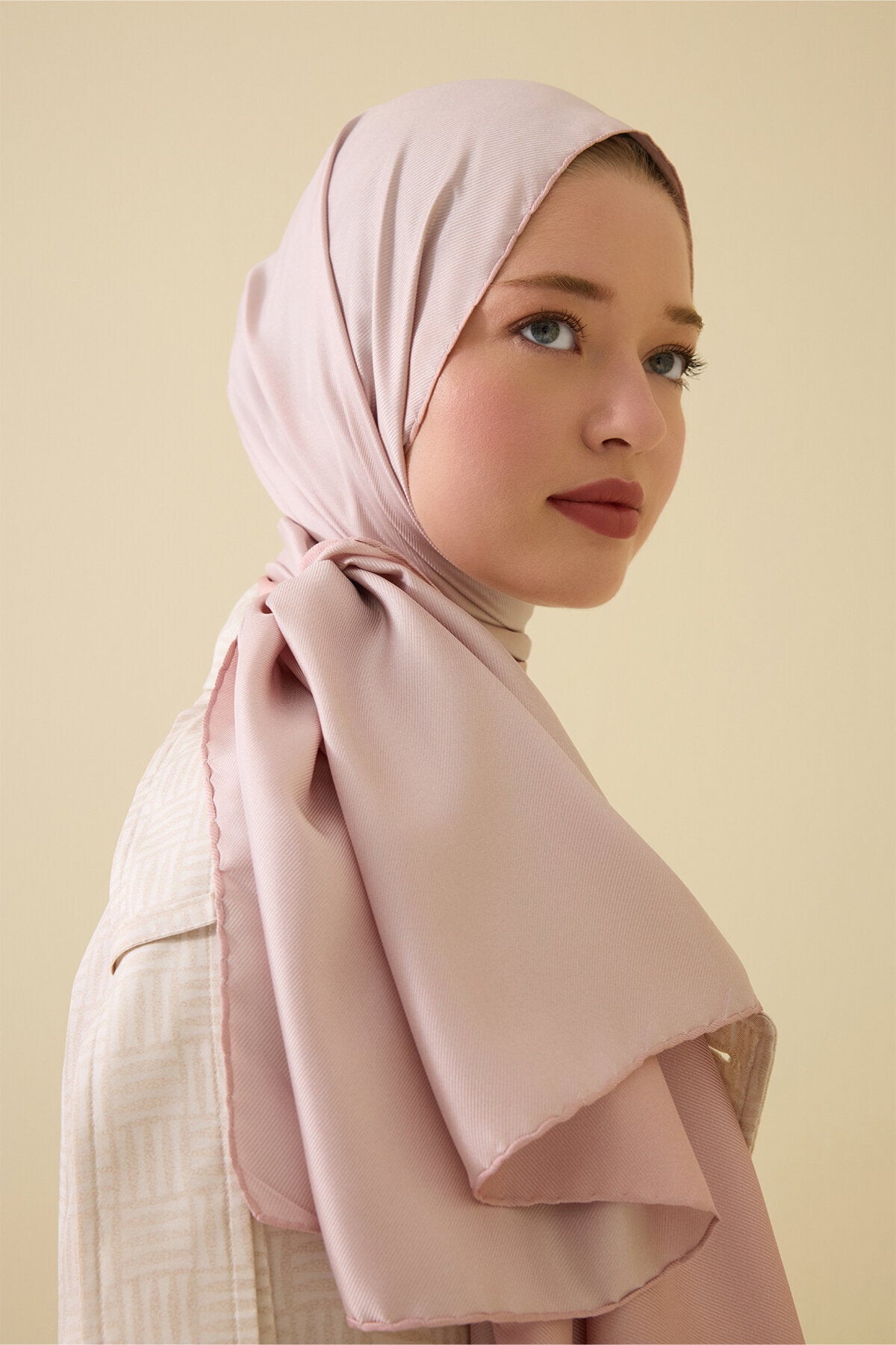 Çift Taraflı Pembe Mulberry İpek Şal 70x210