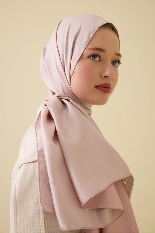 Çift Taraflı Pembe Mulberry İpek Şal 70x210