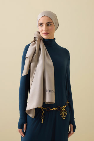 Çift Taraflı Taş Rengi Mulberry İpek Şal 70x210